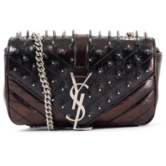 Saint Laurent Monogram Baby Punk Chain Studded Matelasse...